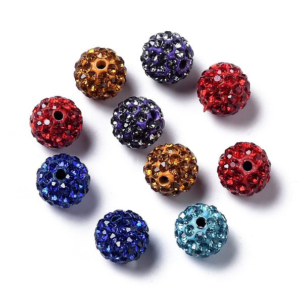 

PandaHall Pave Disco Ball Beads, Polymer Clay Rhinestone Beads, Grade A, Round, Mixed Color, PP14(2~2.1mm), 10mm, Hole: 1.0~1.2mm Polymer..., Multicolor
