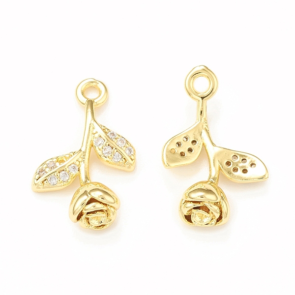 

PandaHall Brass Micro Pave Cubic Zirconia Charms, Rose Charm for Valentine's Day, Real 18K Gold Plated, 16.5x10x5mm, Hole: 1.4mm Brass+Cubic..., Clear