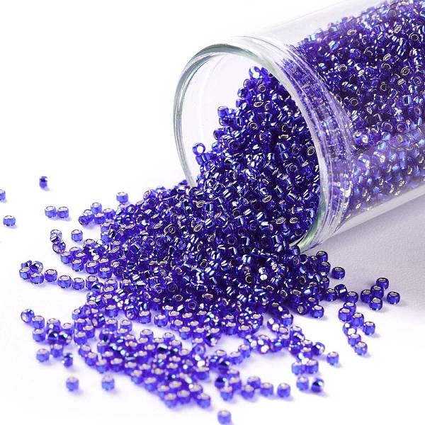 

PandaHall TOHO Round Seed Beads, Japanese Seed Beads, (28) Silver Lined Cobalt, 15/0, 1.5mm, Hole: 0.7mm, about 3000pcs/10g Glass Blue