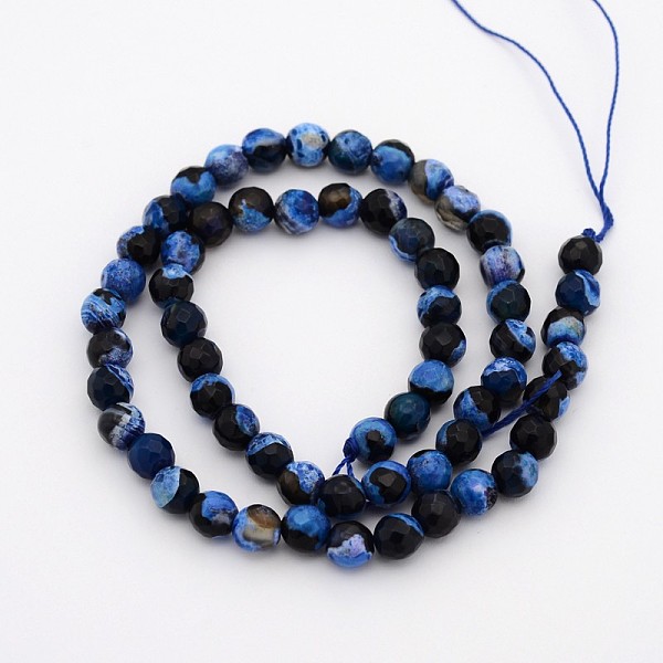 

PandaHall Natural Weathered Agate Faceted Round Beads Strands, Dyed, Grade A, Black, 6mm, Hole: 1mm, about 61pcs/strand, 15 inch Weathered...