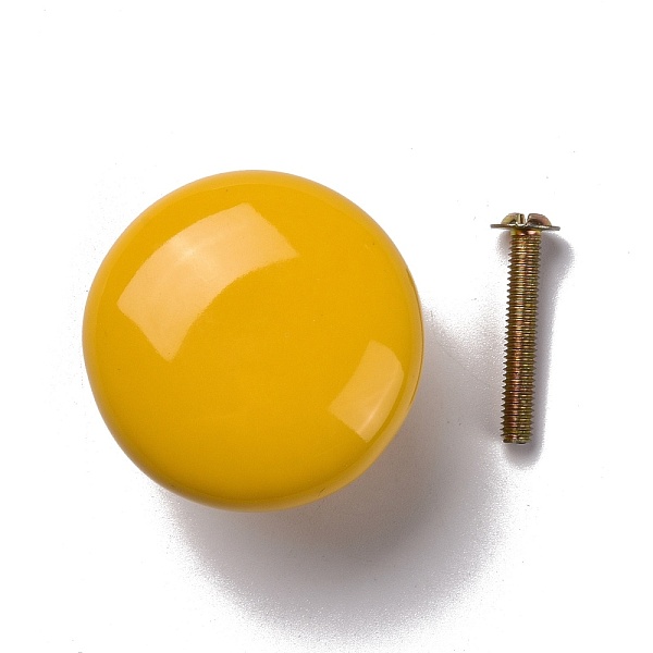 

PandaHall Round-shaped Porcelain Cabinet Door Knobs, Kitchen Drawer Pulls Cabinet Handles, with Iron Screws, Gold, 28x38mm Porcelain Gold