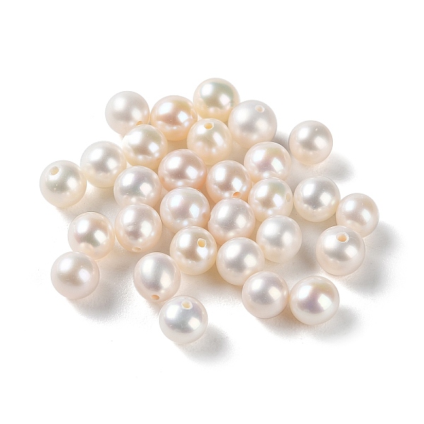 

PandaHall Natural Cultured Freshwater Pearl Beads, Half Drilled, Grade 3A+, Round, WhiteSmoke, 4~5mm, Hole: 0.9mm Pearl Round White