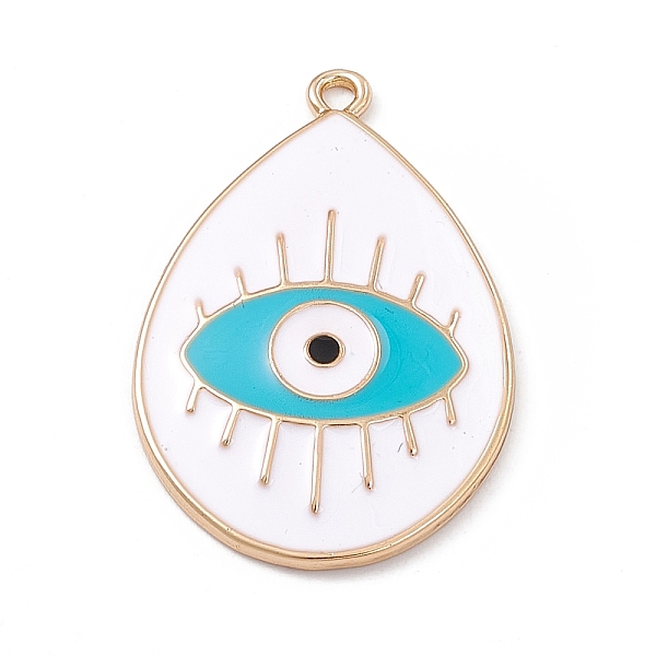 

PandaHall Alloy Enamel Pendants, Teardrop with Evil Eye Charm, Light Gold, White, 37x25.5x3mm, Hole: 2mm Alloy+Enamel Teardrop White