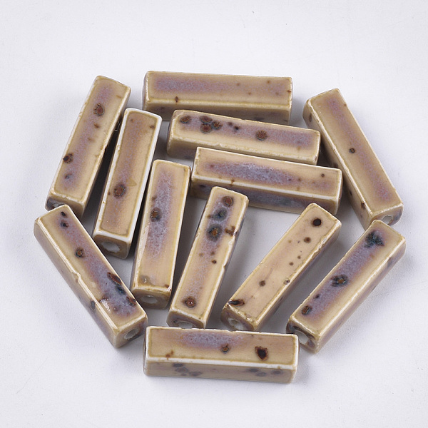 

PandaHall Handmade Porcelain Beads, Fancy Antique Glazed Porcelain, Cuboid, Tan, 23~29x7~10x7~10mm, Hole: 2.5~3mm Porcelain Cuboid Orange