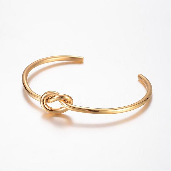 

PandaHall Unique Design 304 Stainless Steel Cuff Bangles, Golden, 49x62mm 304 Stainless Steel