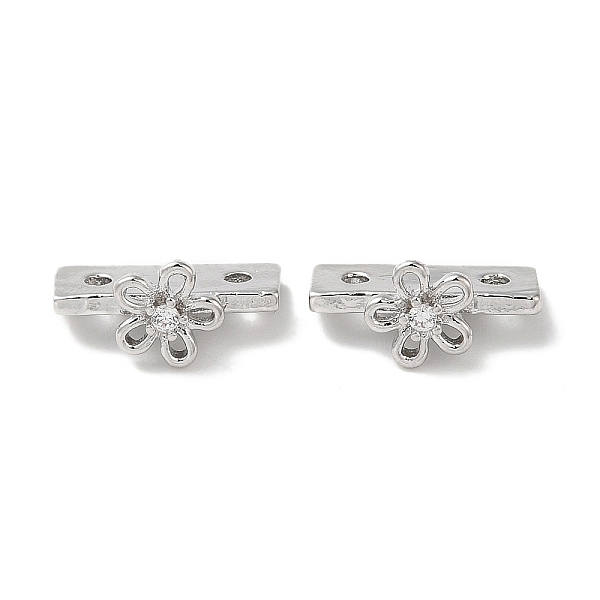 

PandaHall Brass Micro Pave Clear Cubic Zirconia Slide Charms, Flower, Platinum, 6x12.5x7mm, Hole: 1.4mm Brass+Cubic Zirconia Flower Clear