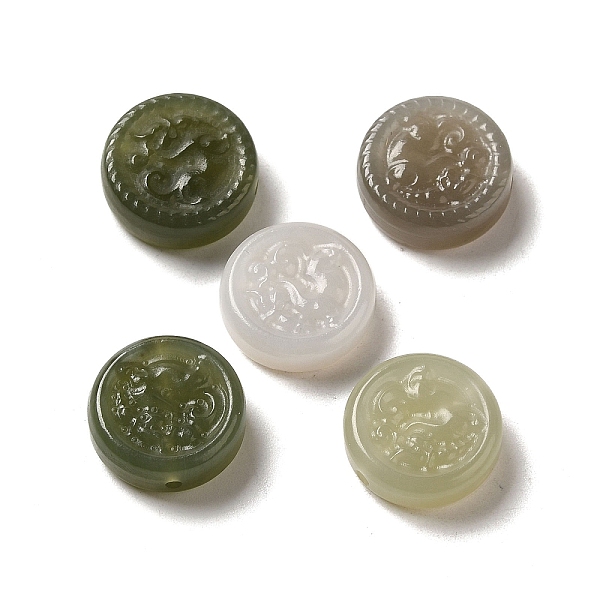 

PandaHall Natural Nephrite Jade/Hetian Jade Beads, Flat Round, 15x6.5mm, Hole: 1.2mm Nephrite Jade Flat Round