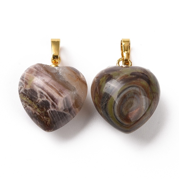 

PandaHall Natural Gemstone Pendants, with Golden Tone Brass Findings, Heart Charm, 18x15~15.5x6~8mm, Hole: 6x3mm Natural Gemstone Heart