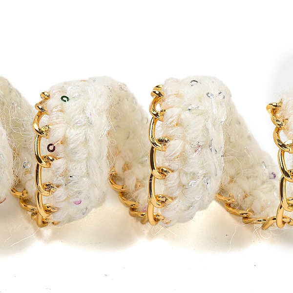 

PandaHall Polyester Crochet Lace Trim, Knitted Decor Trimming with Golden Tone Aluminium Chain & PVC Paillettes, for Clothes Bridal Dress...