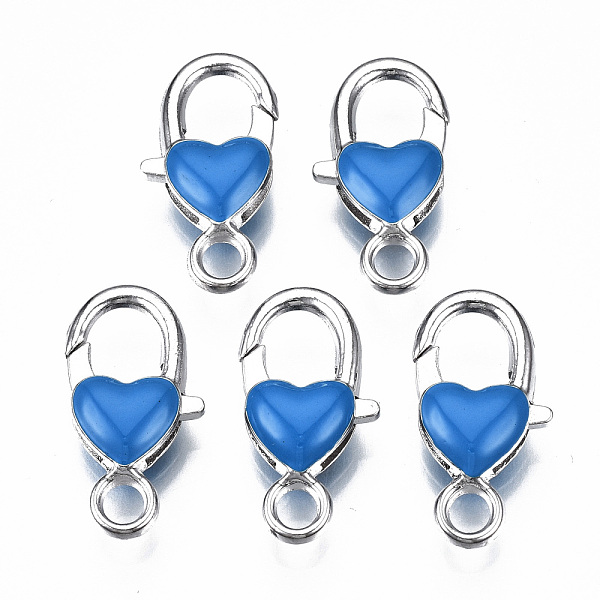 

PandaHall Alloy Enamel Lobster Claw Clasps, Cadmium Free & Lead Free, Platinum, Heart, Royal Blue, 27x14x7mm, Hole: 4mm Alloy+Enamel Heart