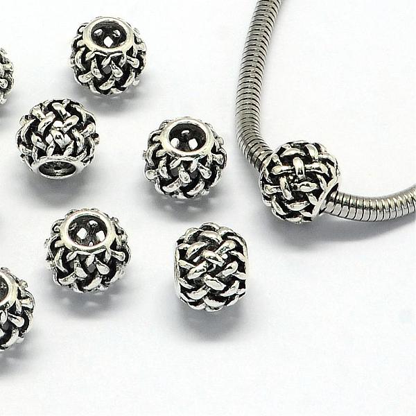 

PandaHall Alloy European Beads, Large Hole Beads, Rondelle, Hollow, Antique Silver, 11x9mm, Hole: 4.5mm Alloy Rondelle