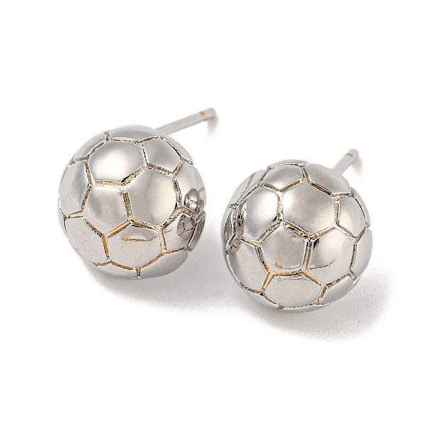 

PandaHall Brass Stud Earrings, Football, Platinum, 10.5mm Brass Football