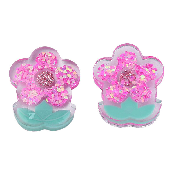 

PandaHall Transparent Epoxy Resin Cabochons, with Paillettes and Glitter Powder, Flower, Violet, 29x23x7mm Epoxy Resin Flower Purple
