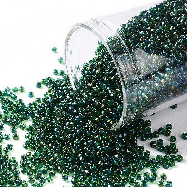 

PandaHall TOHO Round Seed Beads, Japanese Seed Beads, (249) Inside Color Peridot/Emerald Lined, 15/0, 1.5mm, Hole: 0.7mm, about 3000pcs/10g...