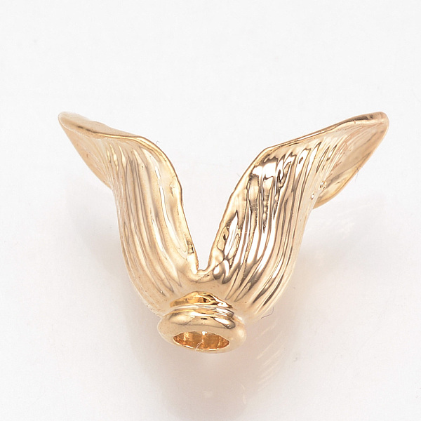 

PandaHall Brass Caps, Nickel Free, Real 18K Gold Plated, 2-Petal, 16x8.5x14mm, Hole: 2.5mm Brass