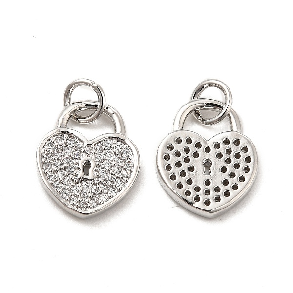 

PandaHall Brass Micro Pave Clear Cubic Zirconia Charms, with Jump Ring, Heart Lock Charm, Platinum, 13.5x11x2mm, Hole: 3.5mm Brass+Cubic...