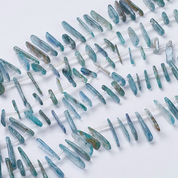 

PandaHall Natural Kyanite/Cyanite/Disthene Beads Strands, 9~35x4~6x2mm, Hole: 1mm, about 30~44pcs/strand, 15.7 inch Kyanite Others Blue