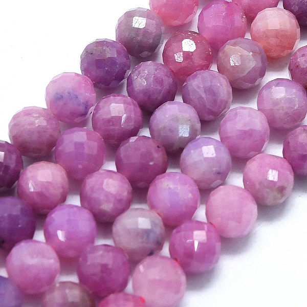 

PandaHall Natural Ruby Beads Strands, Faceted, Round, 7~7.5mm, Hole: 0.8mm, about 54~55pcs/strand, 15.04~15.24 inch(38.2~38.7cm) Ruby Round