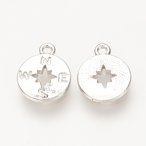 

PandaHall Brass Charms, Nickel Free, Real Platinum Plated, Compass, 10x8x1mm, Hole: 1mm Brass Tool