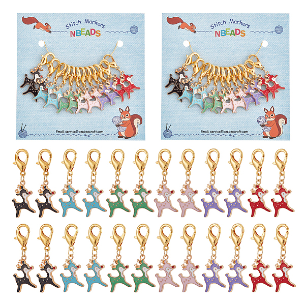 

PandaHall 24 Pcs 6 Colors Deer Stitch Markers, Enamel Alloy Crochet Stitch Marker Charms Lobster Claw Clasps Locking Stitch Marker for..., Multicolor