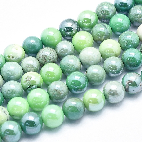 

PandaHall Electroplate Natural Green Grass Agate Beads Strands, Round, 8mm, Hole: 1mm, about 50pcs/strand, 15.7 inch Natural Agate Round