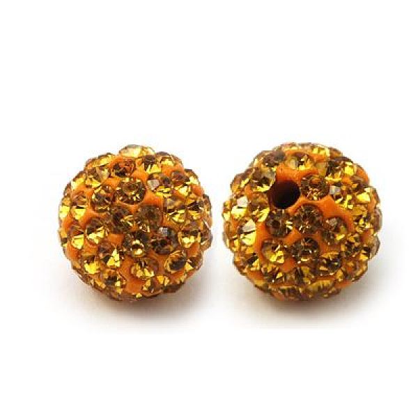 

PandaHall Polymer Clay Rhinestone Beads, Grade A, Round, PP15, Topaz, 10mm, Hole: 1.8~2mm, 6 Rows Rhinestone, PP15(2.1~2.2mm) Polymer..., Yellow
