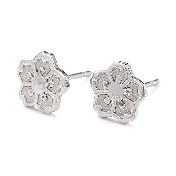 

PandaHall 304 Stainless Steel Stud Earring Settings, Flower, Stainless Steel Color, 8x12x1mm, Pin: 0.8mm 304 Stainless Steel Flower