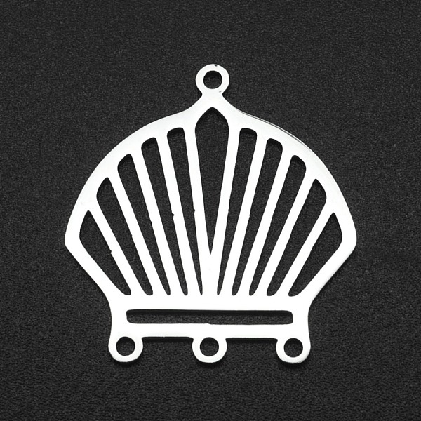 

PandaHall 201 Stainless Steel Chandelier Components Links, Laser Cut, 4 Loop Links, Scallop Shell Shape, Stainless Steel Color, 26x24.5x1mm...