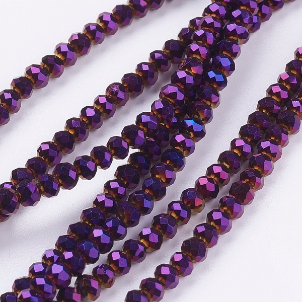 

PandaHall Faceted Rondelle Electroplate Glass Beads Strands, Purple Plated, 3x2mm, Hole: 1mm, about 165~169pcs/strand, 15~16 inch(38~40cm)...