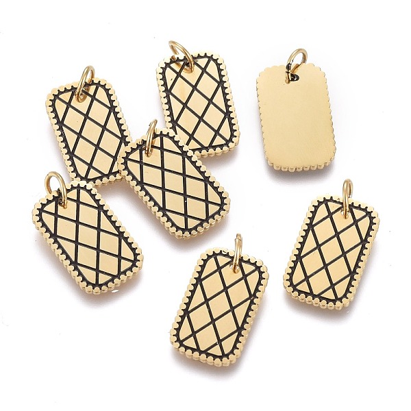

PandaHall 316 Surgical Stainless Steel Pendants, with Jump Rings and Enamel, Rectangle, Black, Golden, 16x9.5x0.8mm, Hole: 3.6mm Stainless...