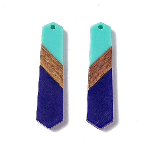 

PandaHall Opaque Resin & Walnut Wood Pendants, Hexagon Charms, Dark Blue, 49x12x3.5mm, Hole: 2mm Resin+Wood Hexagon
