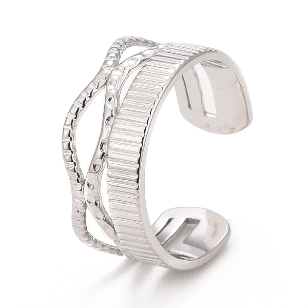 

PandaHall Ion Plating(IP) 304 Stainless Steel Oval Wrap Open Cuff Ring for Women, Stainless Steel Color, 8mm, US Size 9(18.9mm) 304...