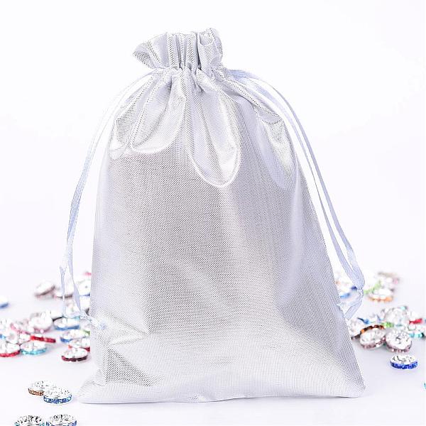 

PandaHall Rectangle Cloth Bags, with Drawstring, Silver, 17.5x13cm Polyester Silver