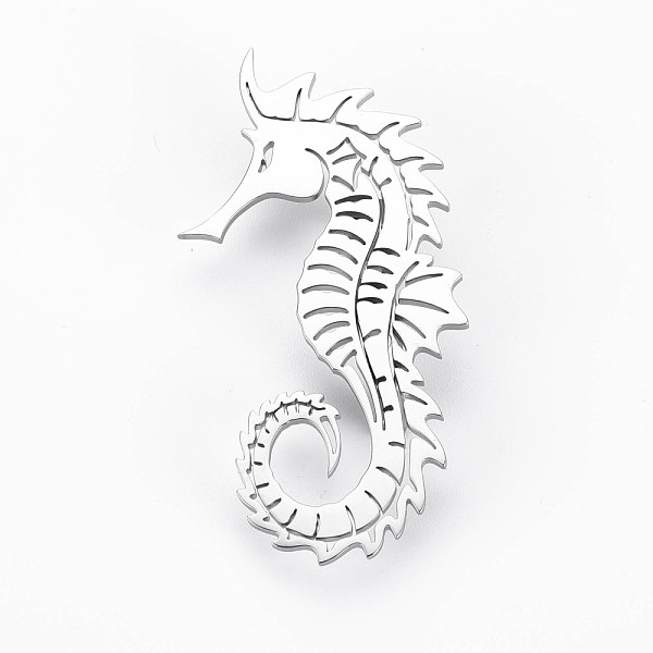 

PandaHall Sea Horse Brooch, 201 Stainless Steel Animal Lapel Pin for Backpack Clothes, Nickel Free & Lead Free, Stainless Steel Color...
