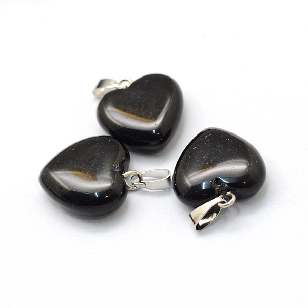 Heart Natural Black Stone Pendants