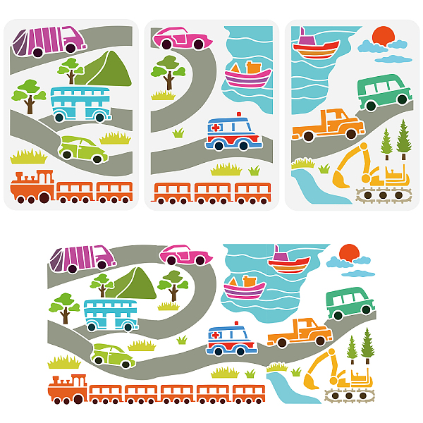 

PandaHall 3Pcs 3 Styles PET Hollow Out Drawing Painting Stencils, for DIY Scrapbook, Photo Album, Car, 297x210mm, 1pc/style Plastic Car