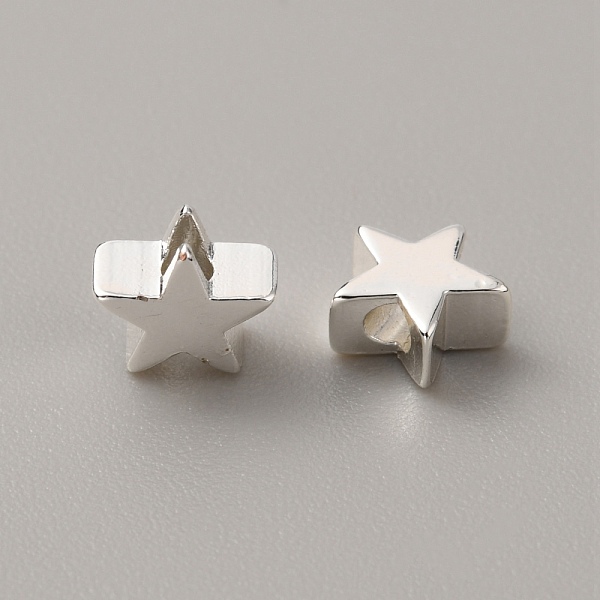 

PandaHall Brass Beads, Star, Silver, 5.5x6x3mm, Hole: 1.2mm Brass Star