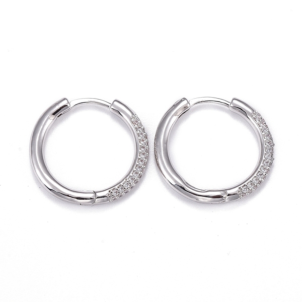 

PandaHall Brass Micro Pave Cubic Zirconia Huggie Hoop Earrings, Long-Lasting Plated, Ring, Clear, Real Platinum Plated, 20x2.5mm, Pin: 0.8mm...
