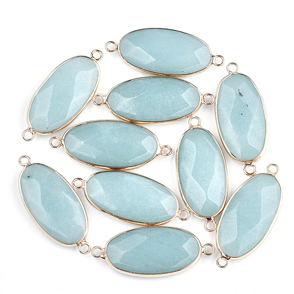 

PandaHall Natural Amazonite Links connectors, with Brass Findings, Faceted, Oval, Golden, 39x16x6mm, Hole: 2mm Amazonite Oval