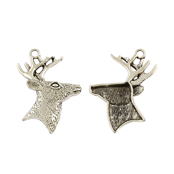 

PandaHall Tibetan Style Christmas Reindeer/Stag Head Alloy Pendants, Cadmium Free & Lead Free, Antique Silver, 49.7x44.5x8mm, Hole: 4mm...