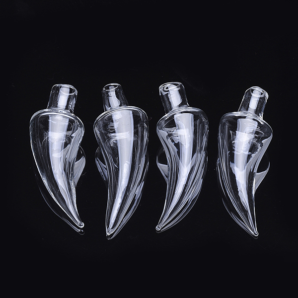 

PandaHall Handmade One Hole Blown Glass Globe Bottles, Pepper, Clear, 44~48x17mm, Hole: 4~5.5mm Glass Vegetables Clear
