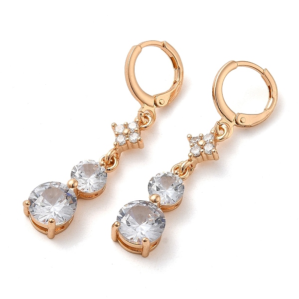 

PandaHall Rack Plating Golden Brass Dangle Leverback Earrings, with Cubic Zirconia, Flat Round, Clear, 41x8mm Cubic Zirconia Flat Round...