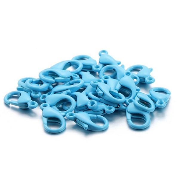 

PandaHall Baking Painted Alloy Lobster Claw Clasps, Deep Sky Blue, 12x6.5x3.5mm, Hole: 1.4mm, about 20pcs/bag Alloy Others