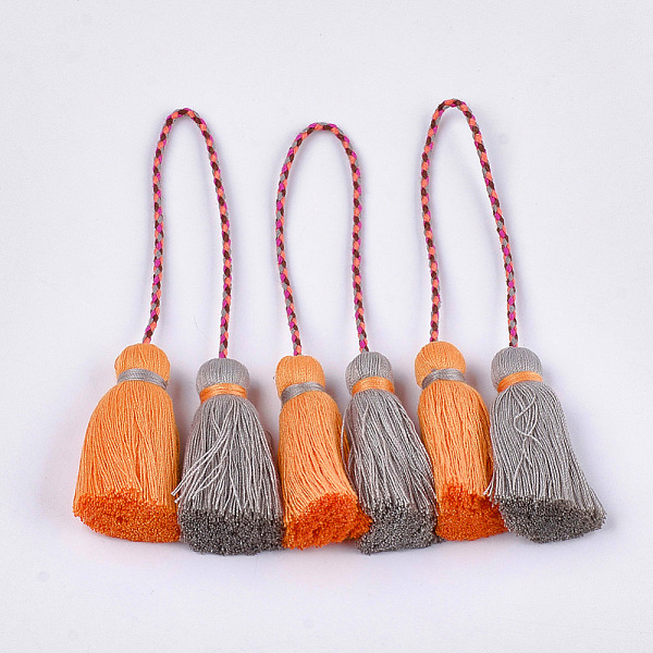 

PandaHall Polycotton(Polyester Cotton) Tassel Big Pendant Decorations, Two Tone, Dark Orange, 280~300mm Polycotton Orange