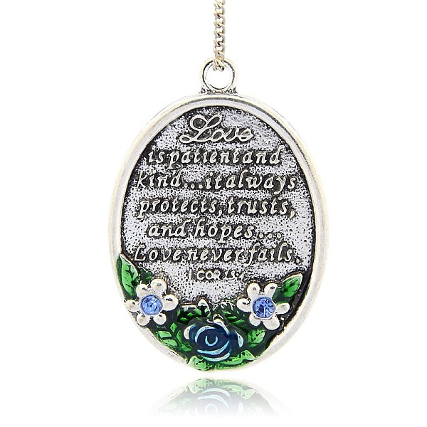 

PandaHall Antique Silver Plated Enamel Flower Big Pendants, with Rhinestones, Royal Blue, 55x38x4mm, Hole: 4mm Alloy+Rhinestone Oval Blue