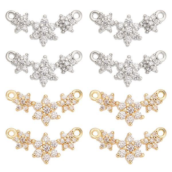

PandaHall BENECREAT 8Pcs 2 Colors Eco-friendly Rack Plating Brass Micro Pave Cubic Zirconia 2-Loop Charms, Cadmium Free & Lead Free..., Clear