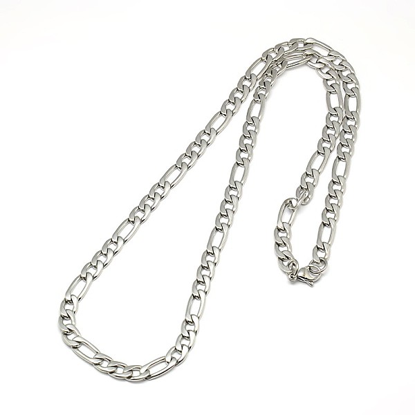 

PandaHall Fashionable 304 Stainless Steel Figaro Chain Necklaces for Men, with Lobster Claw Clasps, Stainless Steel Color, 21.85 inch~23.62...