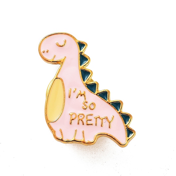 

PandaHall Golden Alloy Enamel Brooches, Golen Enamel Pin, Dinosaur, 23x21x2mm Alloy+Enamel Dinosaur