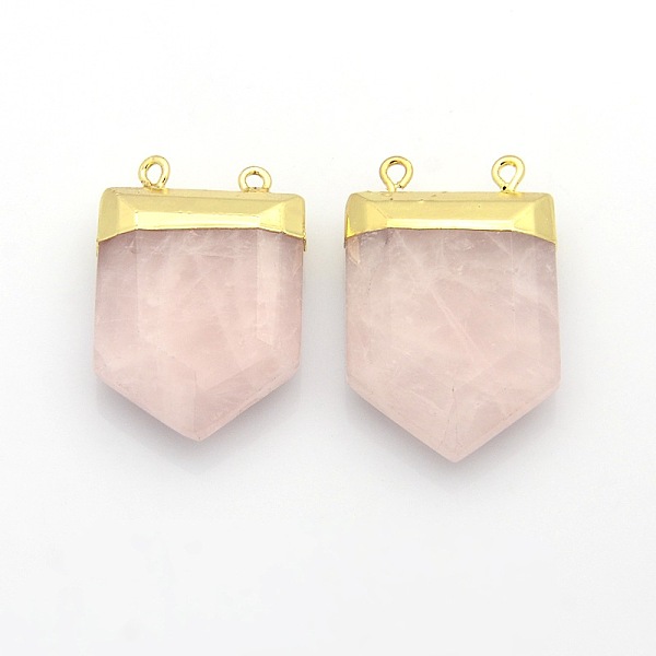 

PandaHall Gemstone Point Pendants with Golden Tone Brass Findings, Rose Quartz, 28~33x19~21x7mm, Hole: 2mm Rose Quartz Others