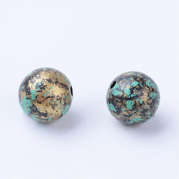 

PandaHall Antique Style Acrylic Beads, Round, Antique Bronze Plated, 9~10mm, Hole: 1.5mm, about 885pcs/500g Acrylic Round